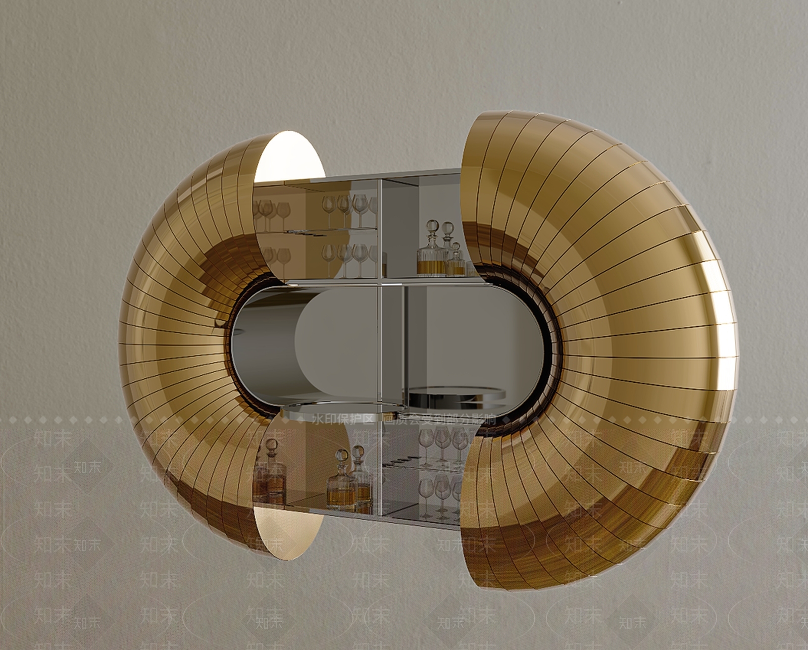 现代圆形酒柜3D模型下载【ID:1187429436】