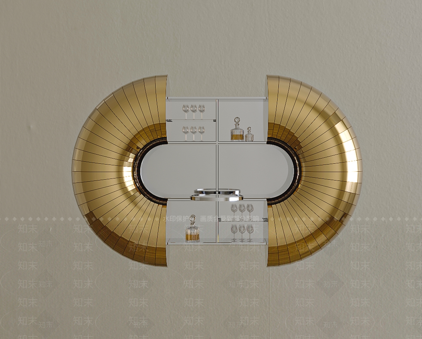 现代圆形酒柜3D模型下载【ID:1187429436】
