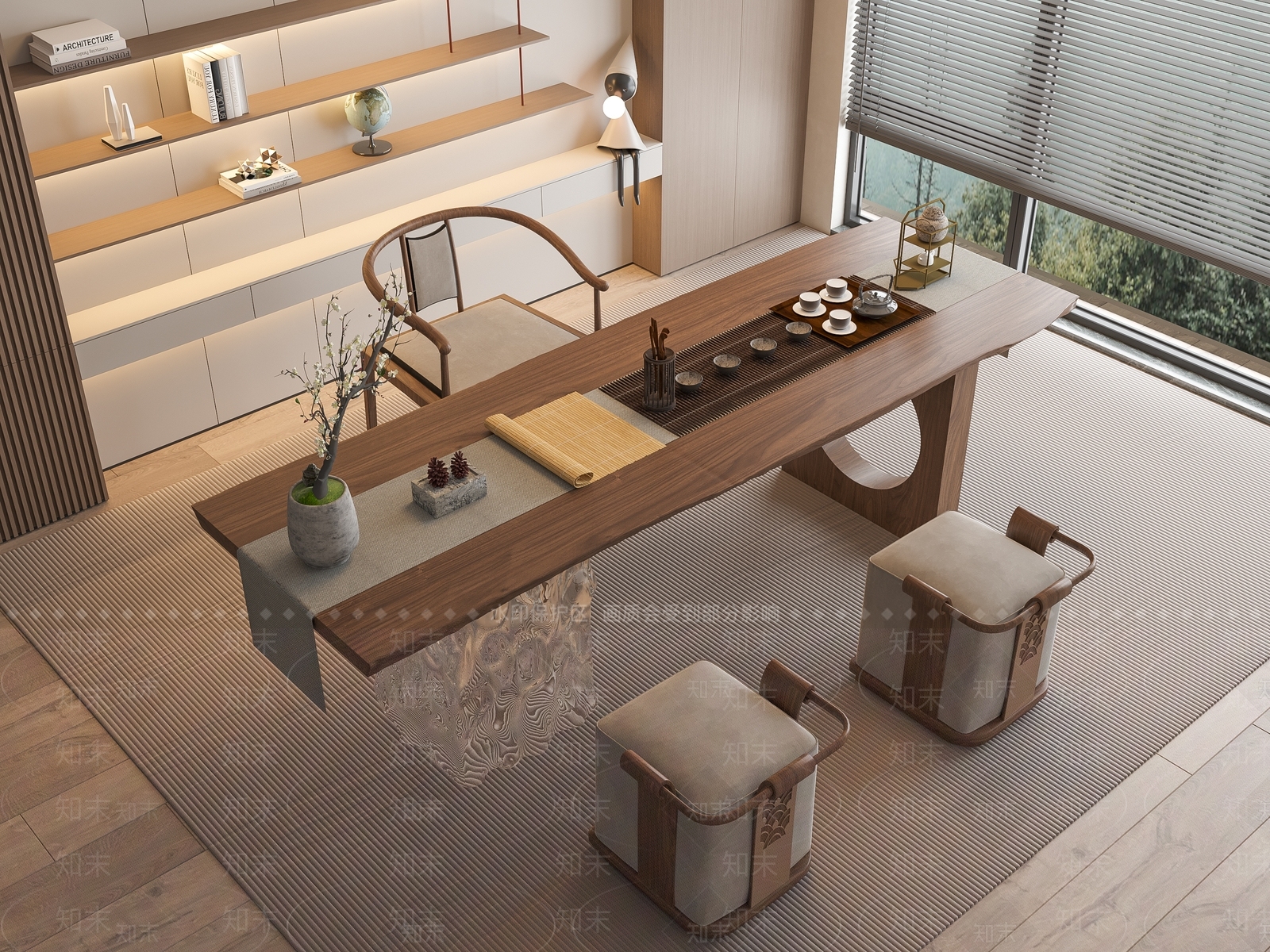 新中式茶桌椅3D模型下载【ID:1187432711】