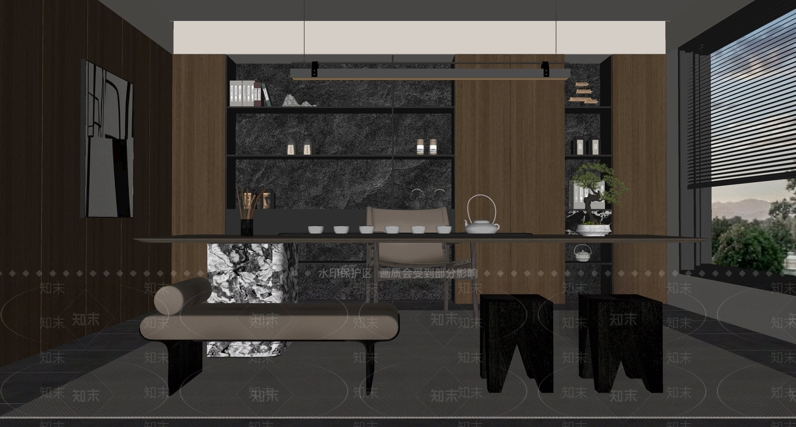 现代意式茶室SU模型下载【ID:1187437268】