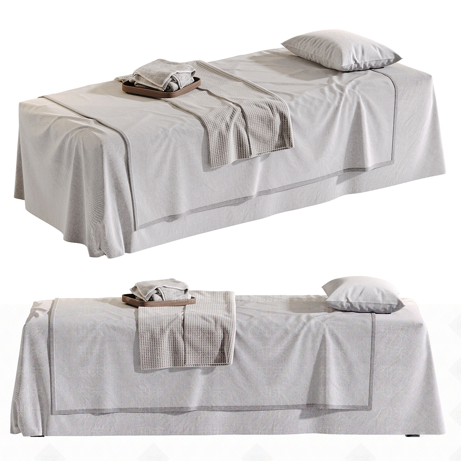 现代新中式按摩床3D模型下载【ID:1187437698】