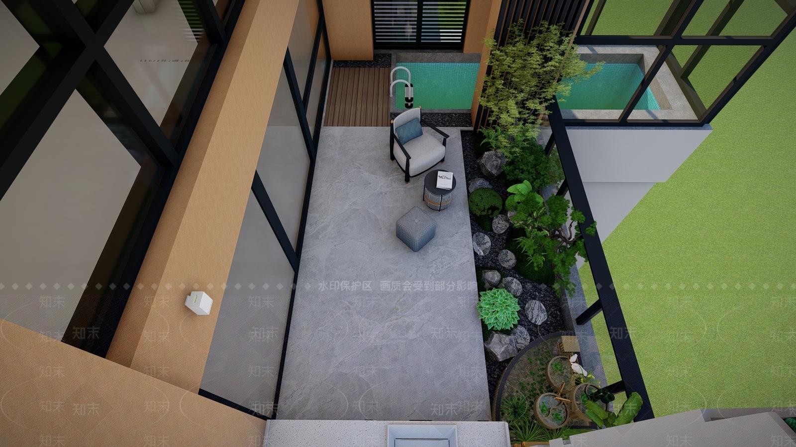 现代简约屋顶花园SU模型下载【ID:1187445236】