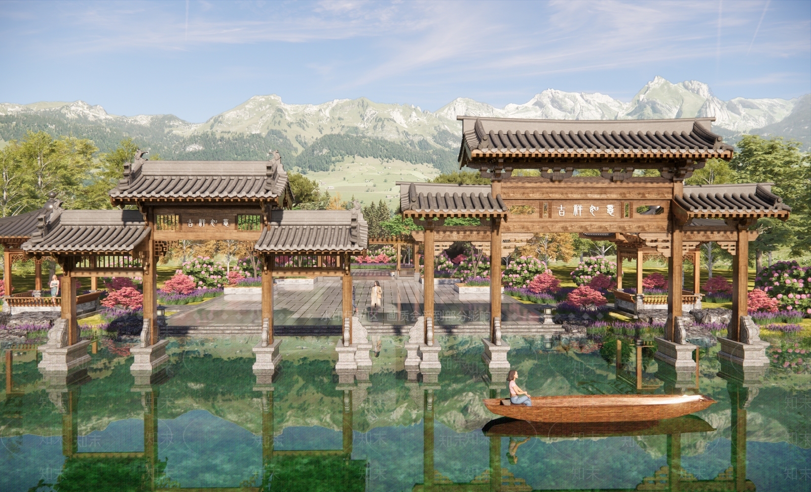 新中式中式牌坊牌楼SU模型下载【ID:1187454513】