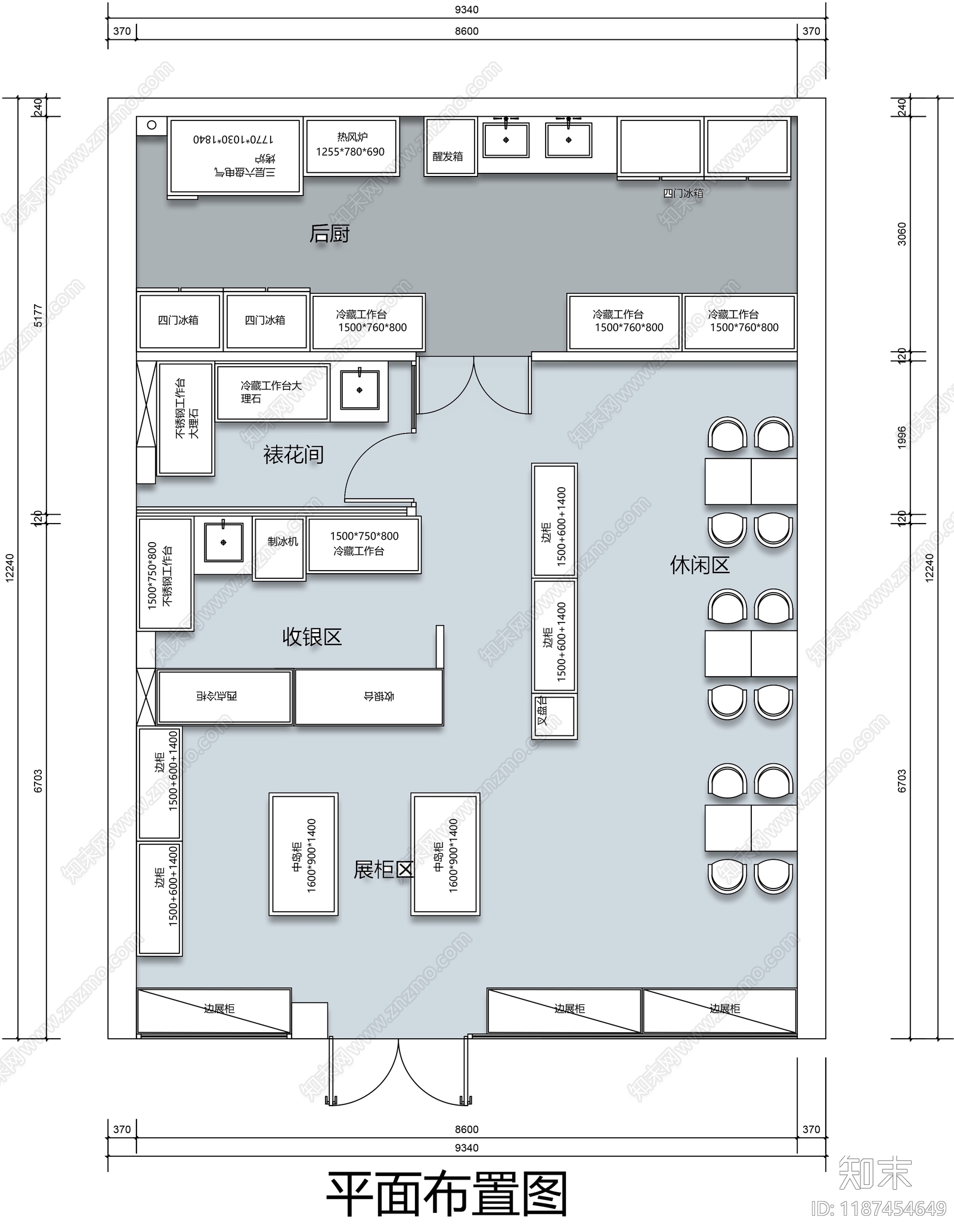 现代蛋糕店施工图下载【ID:1187454649】