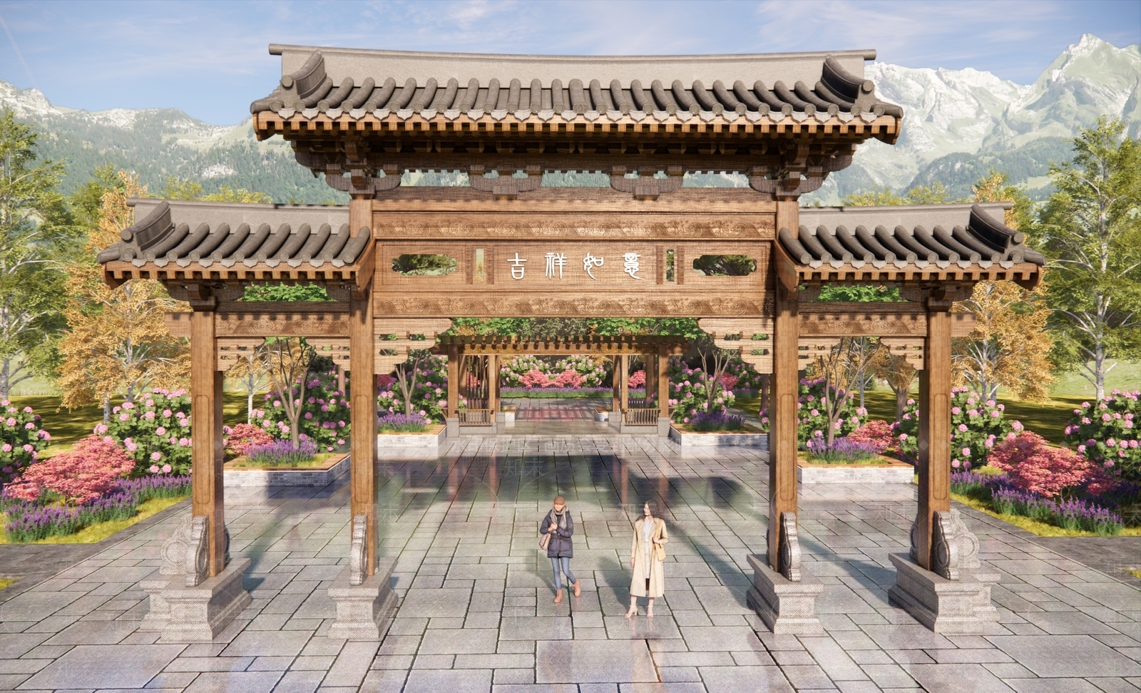 现代新中式牌坊牌楼SU模型下载【ID:1187455113】
