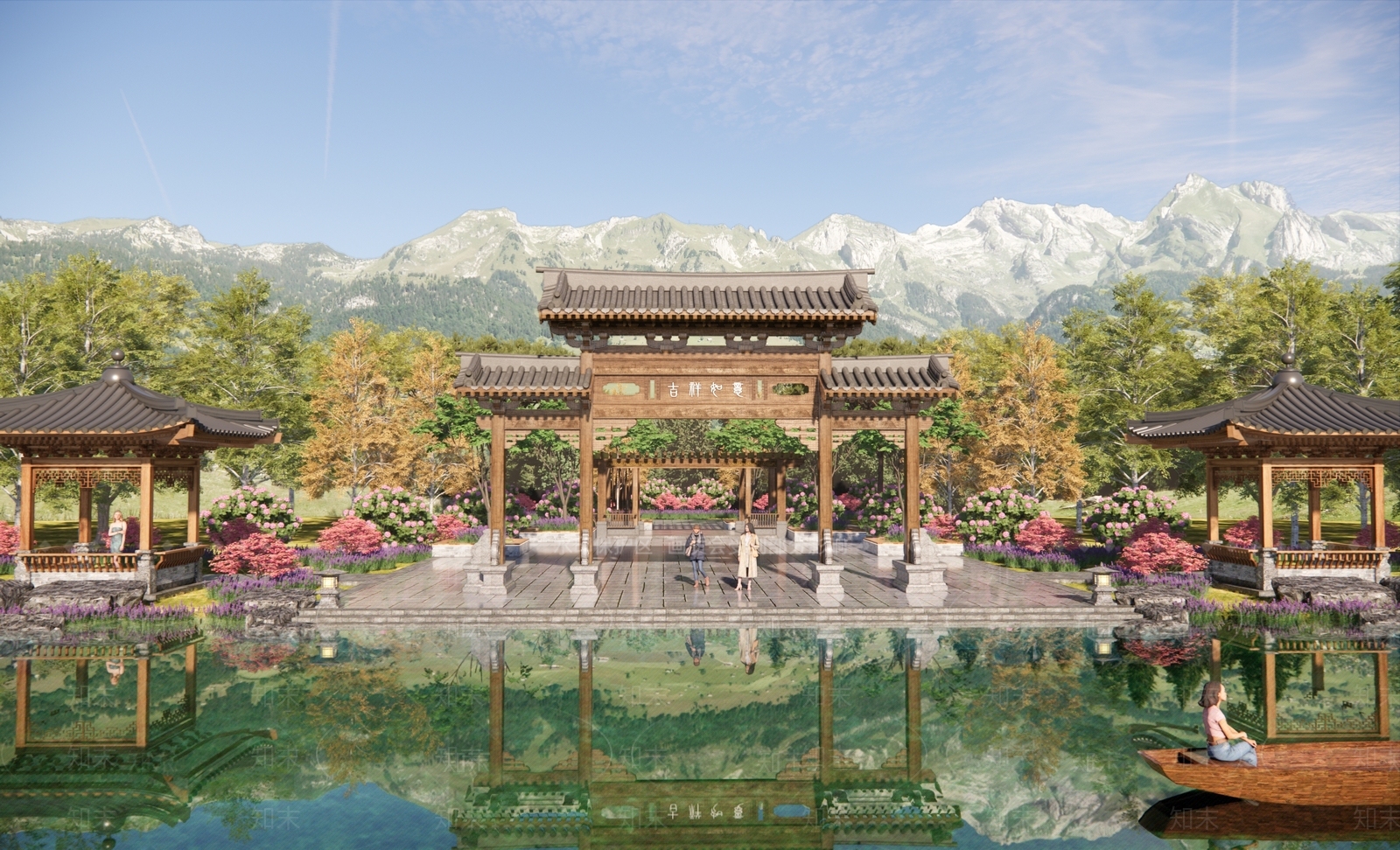 现代新中式牌坊牌楼SU模型下载【ID:1187455113】
