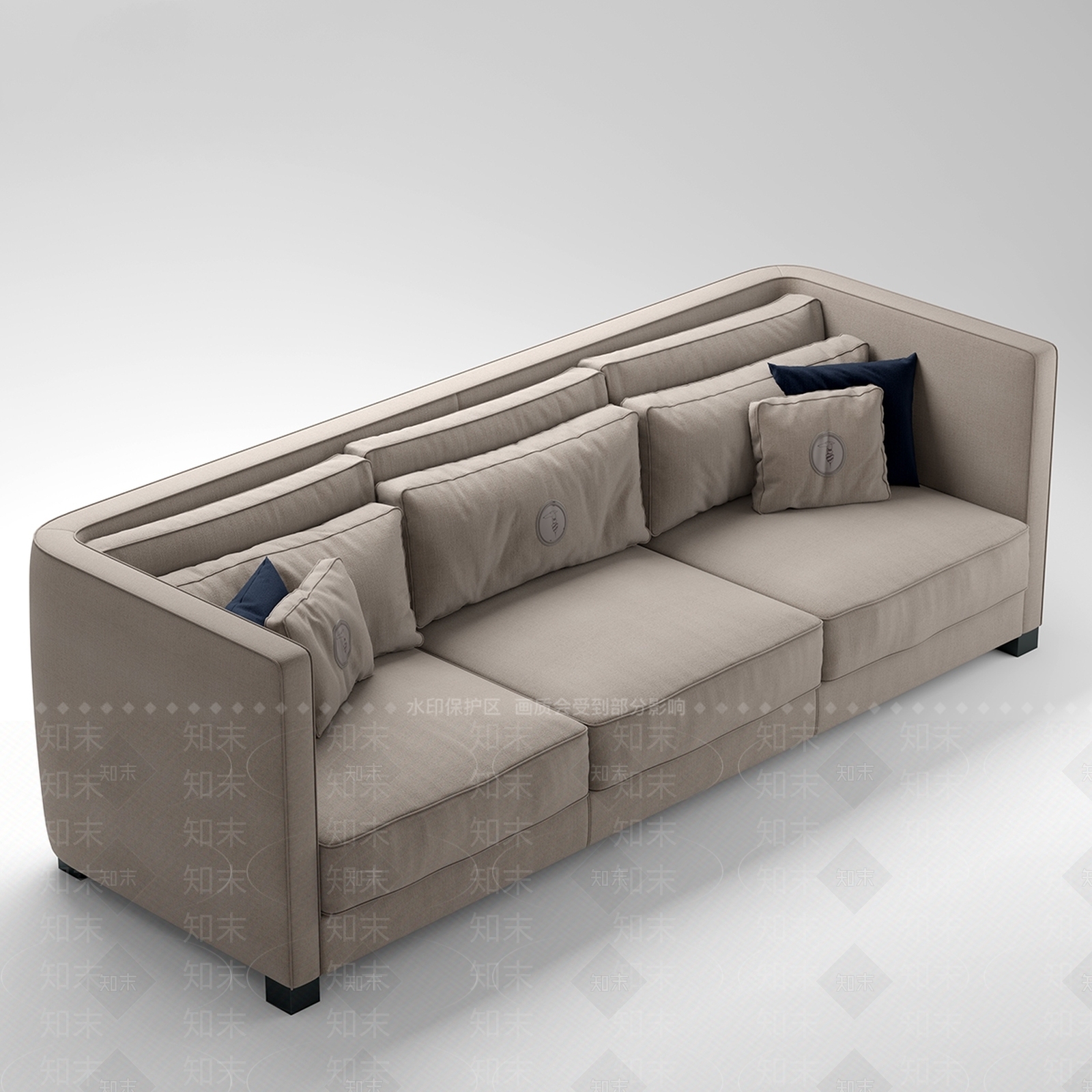 现代简约三人沙发3D模型下载【ID:1187455478】