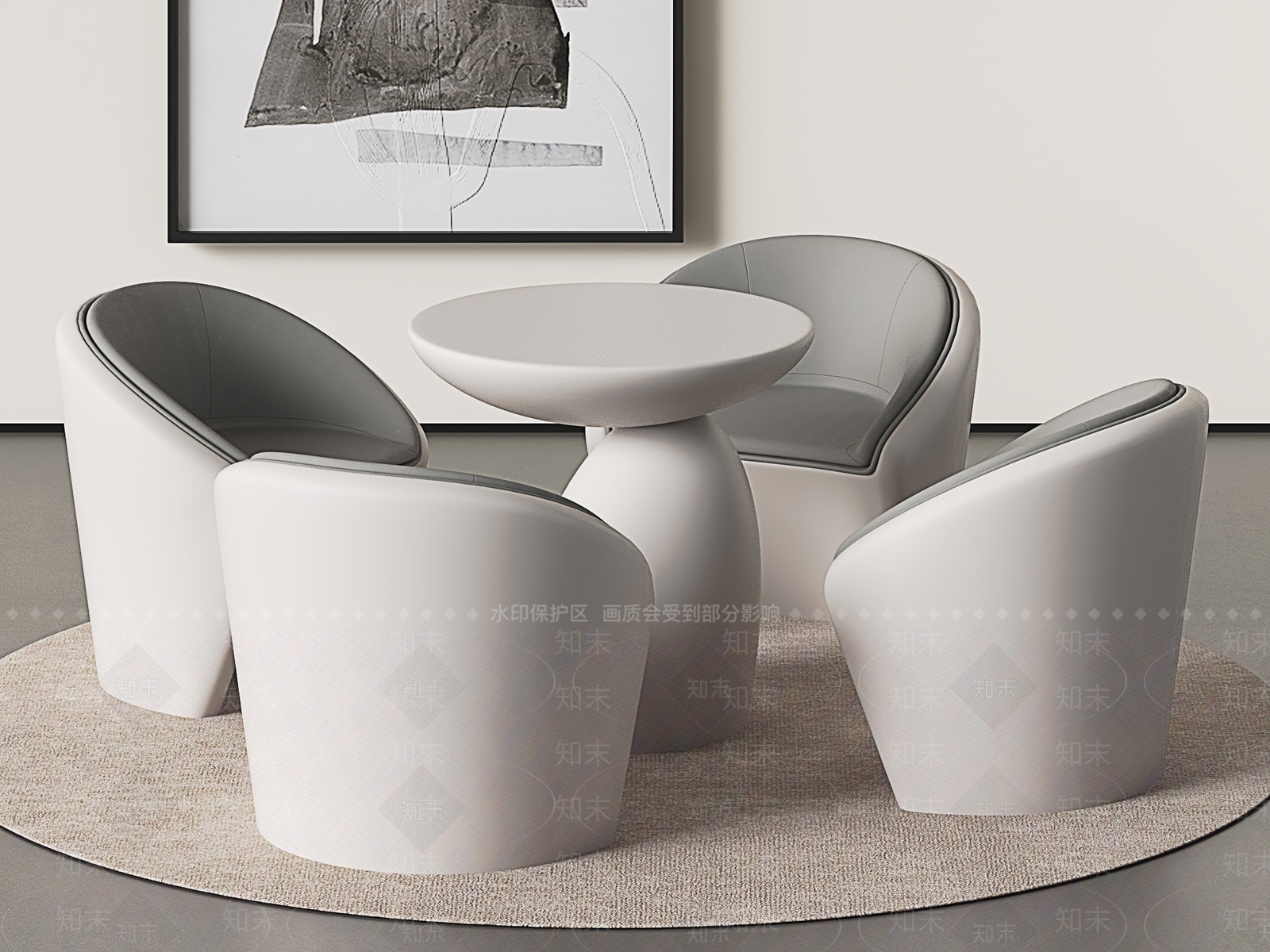 现代简约休闲桌椅SU模型下载【ID:1187458085】