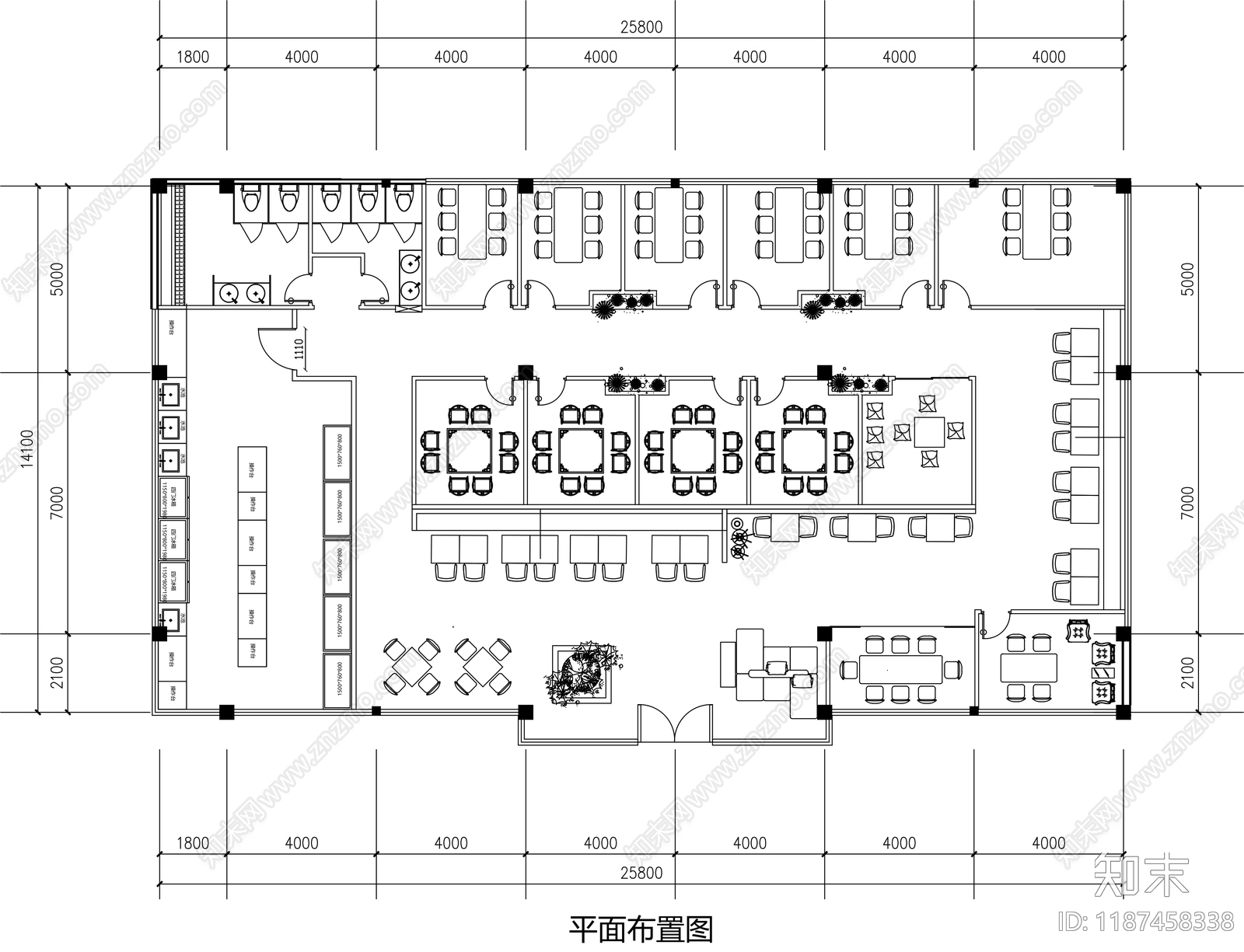 新中式中餐厅施工图下载【ID:1187458338】