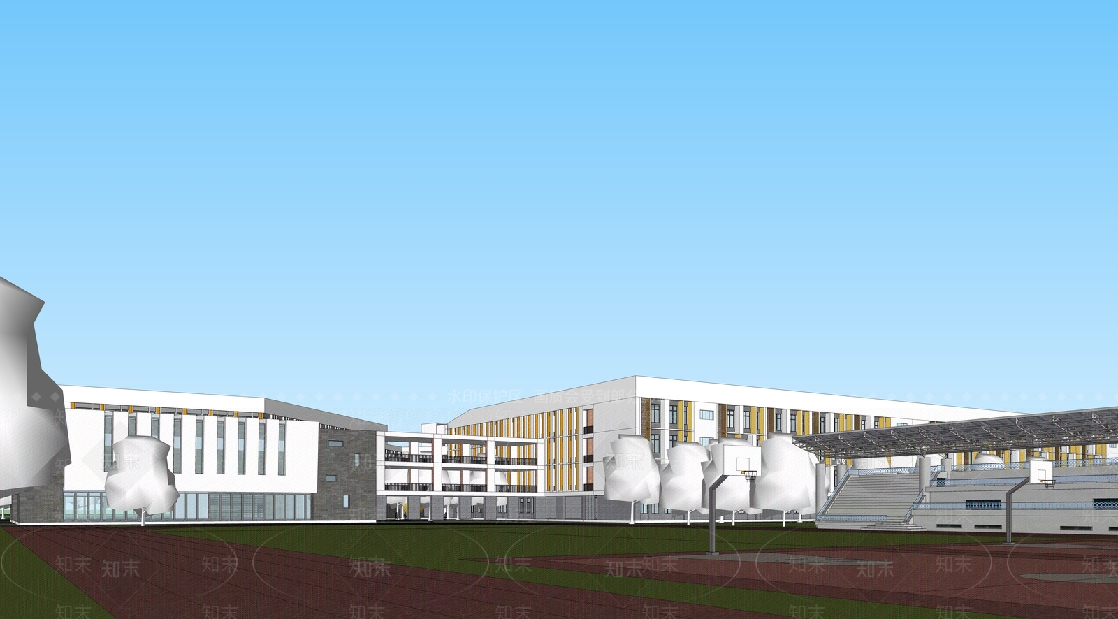 现代学校建筑SU模型下载【ID:1187458704】