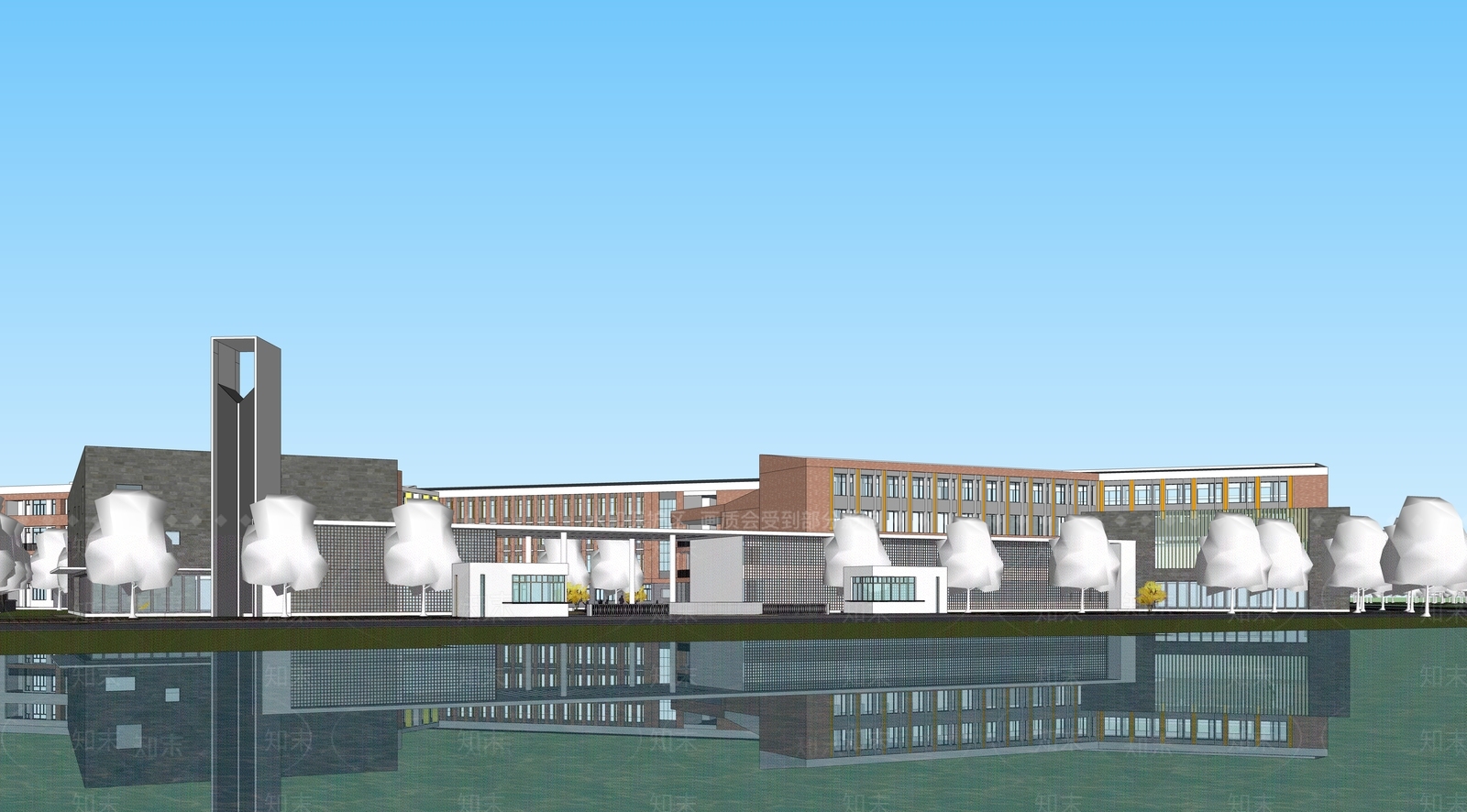 现代学校建筑SU模型下载【ID:1187458704】
