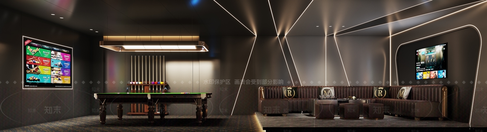 现代台球室3D模型下载【ID:1215043210】