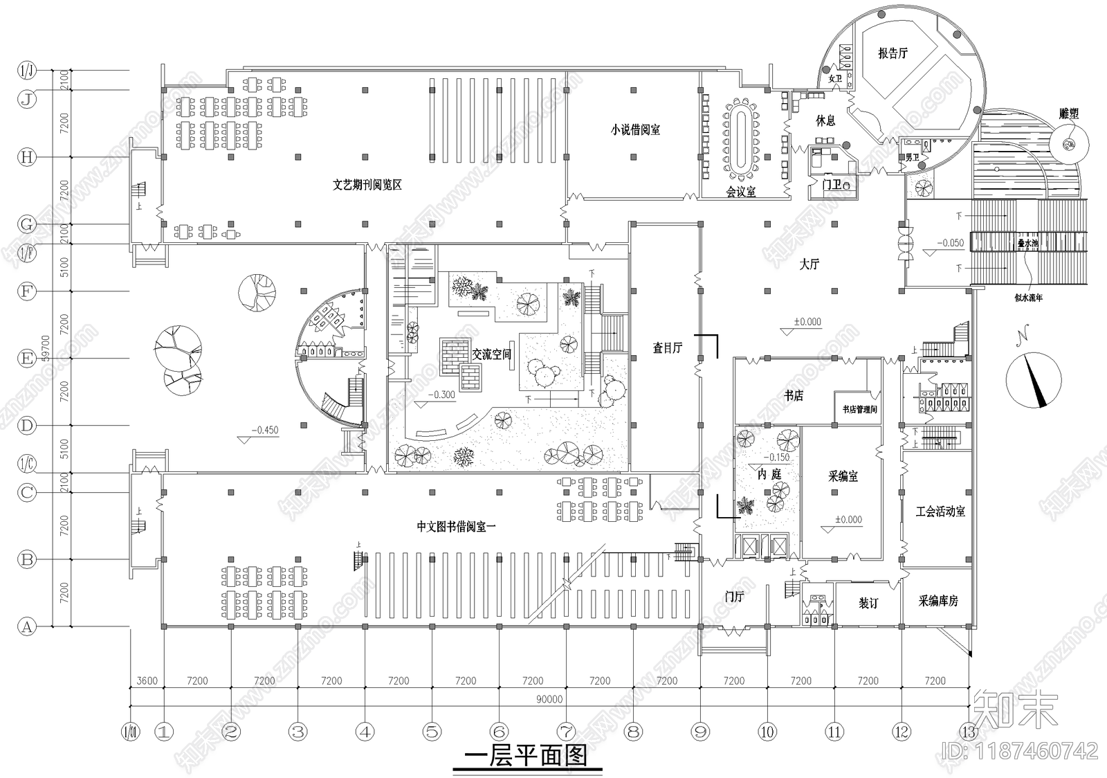 图书馆建筑施工图下载【ID:1187460742】