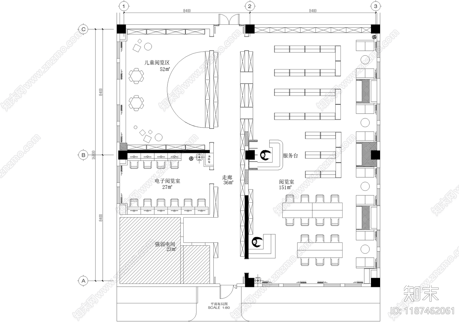 图书馆施工图下载【ID:1187462061】