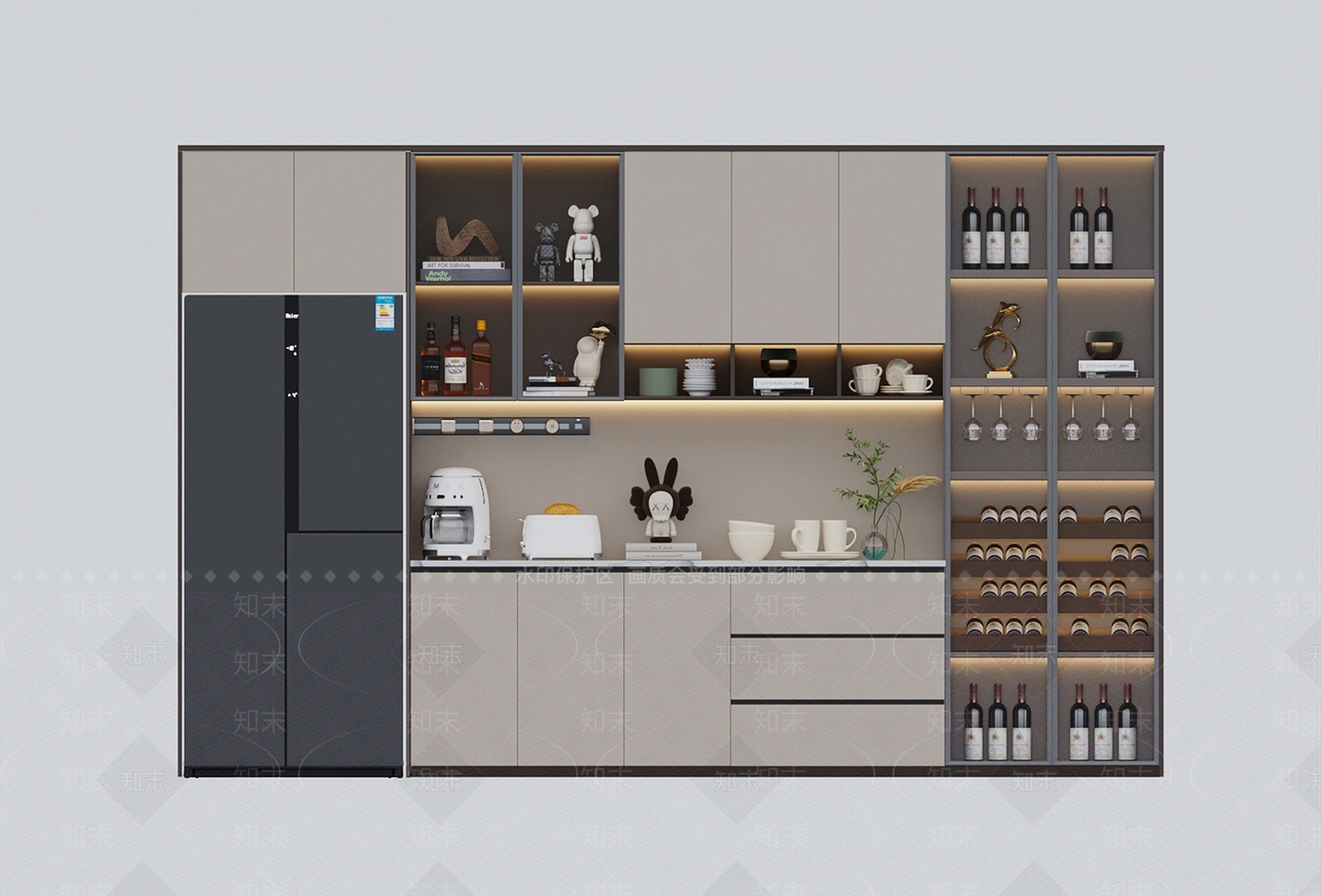 现代轻奢餐边柜3D模型下载【ID:1187466108】