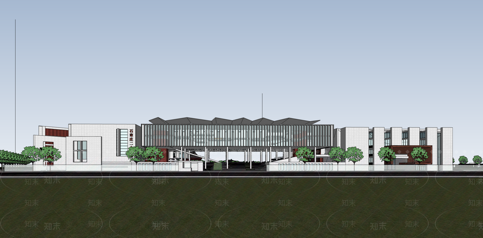 现代简约学校建筑SU模型下载【ID:1187466865】
