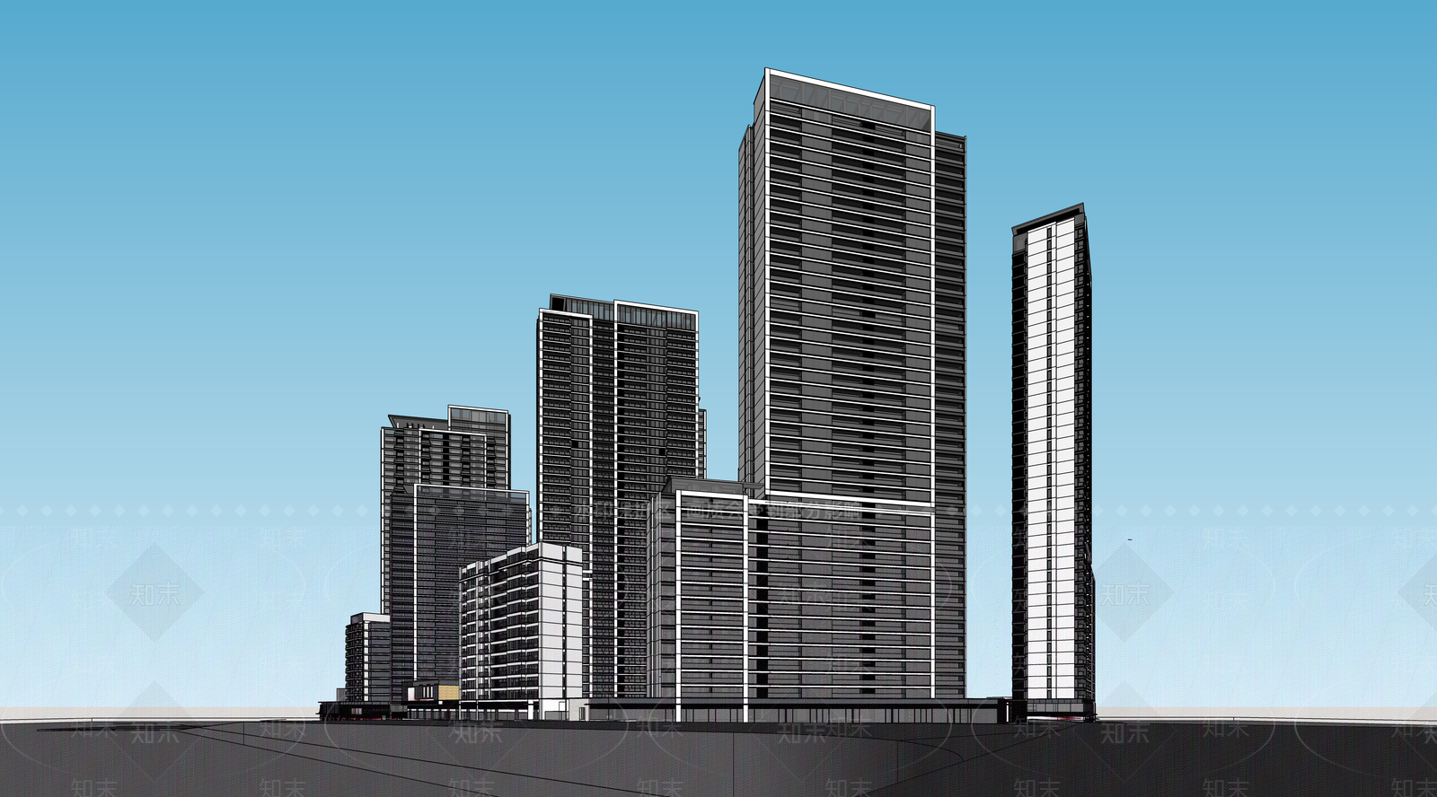 现代简约高层住宅SU模型下载【ID:1187473938】