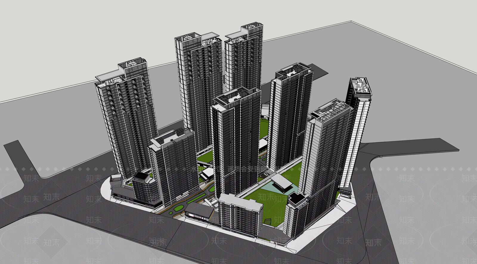 现代简约高层住宅SU模型下载【ID:1187473938】