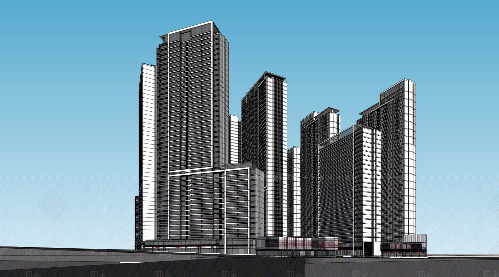 现代简约高层住宅SU模型下载【ID:1187473938】