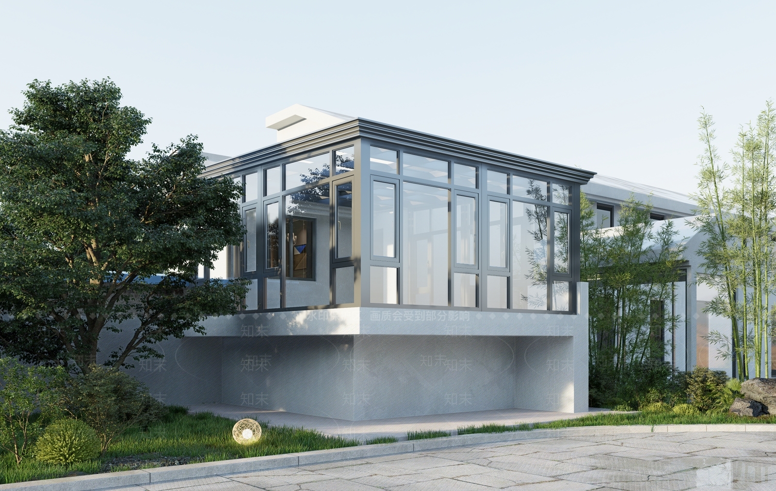 现代新中式小公建SU模型下载【ID:1187470867】