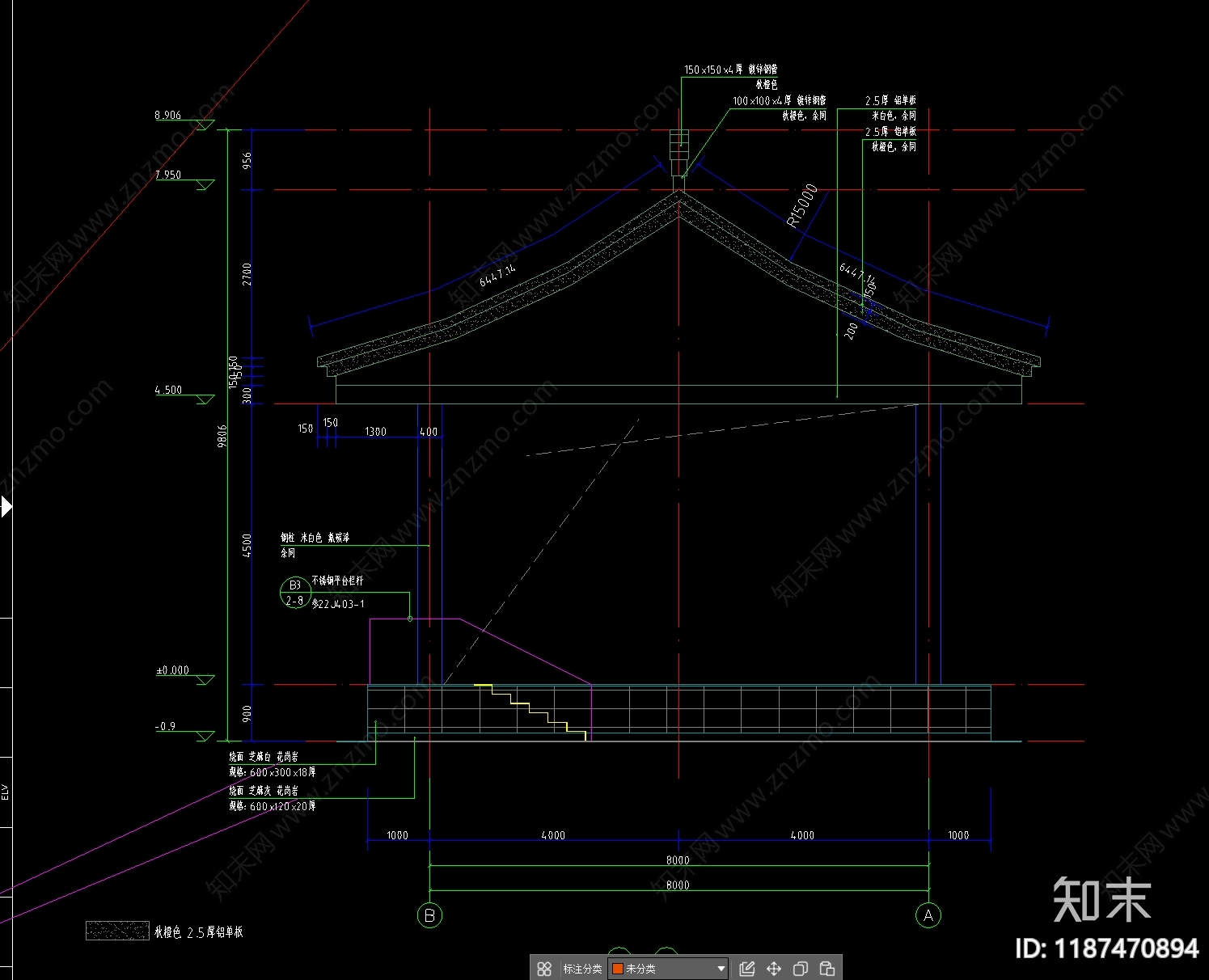 仿古建筑cad施工图下载【ID:1187470894】