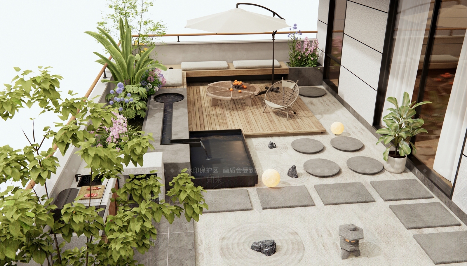 屋顶花园SU模型精品下载_SketchUp模型_知末网