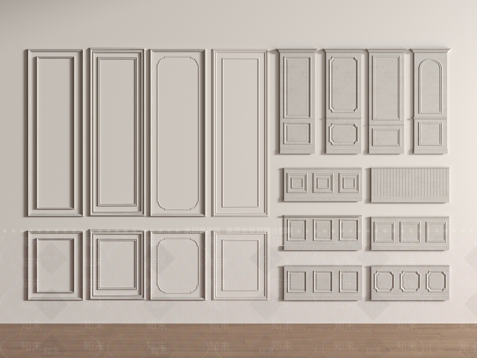 法式护墙板SU模型下载【ID:1187472638】