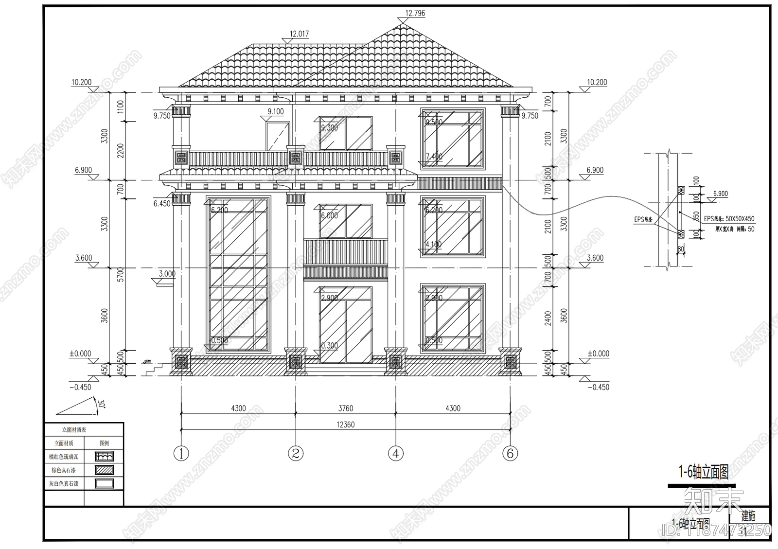 欧式别墅建筑施工图下载【ID:1187473250】