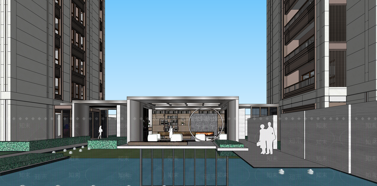 现代复古小区建筑SU模型下载【ID:1187474107】
