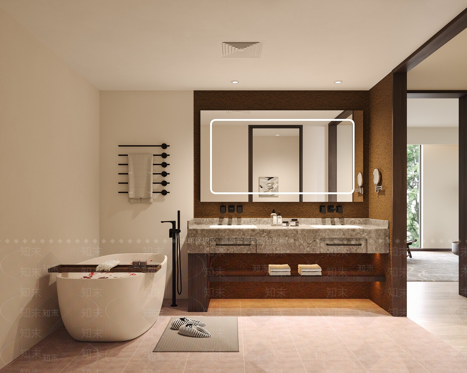现代新中式酒店卫生间3D模型下载【ID:1187482947】