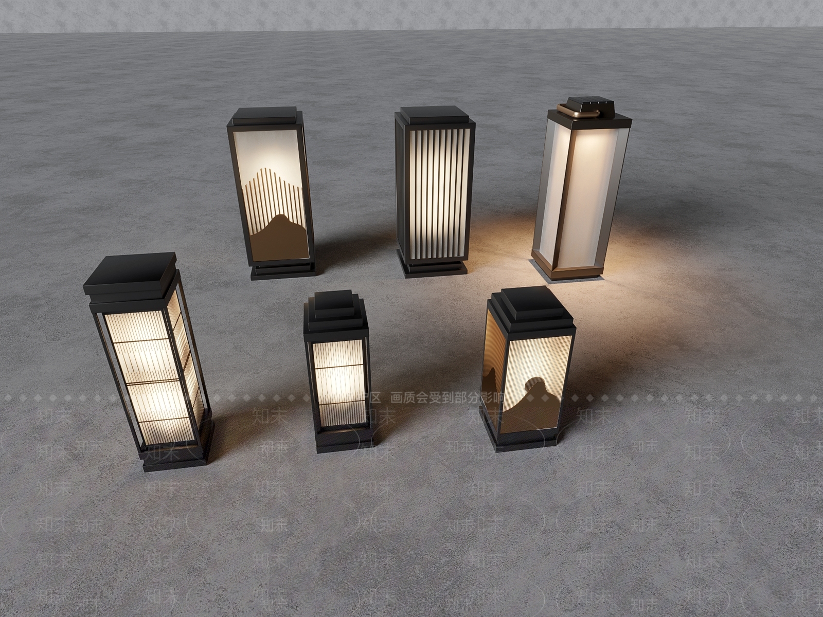 新中式灯具组合3D模型下载【ID:1187491181】