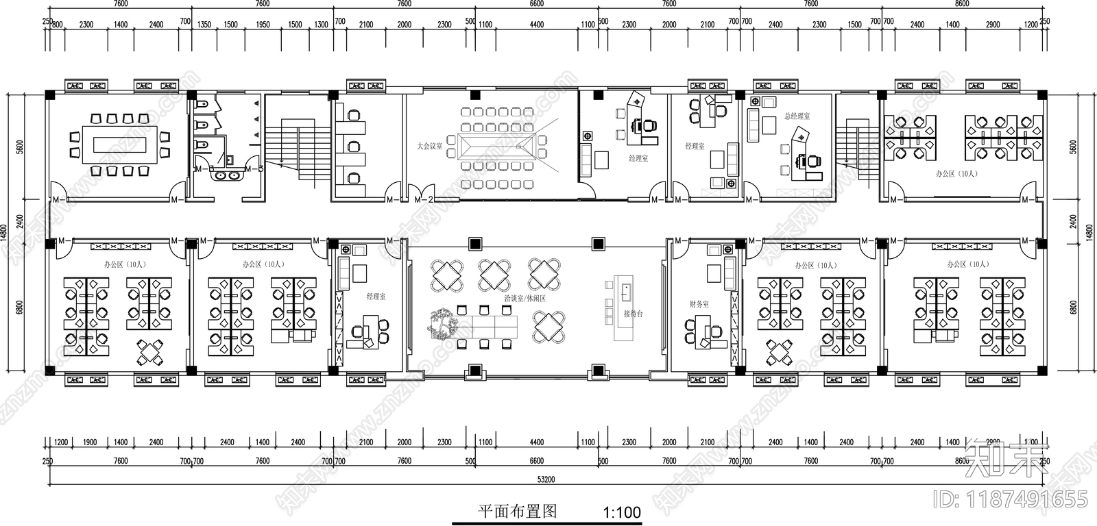 现代整体办公空间施工图下载【ID:1187491655】
