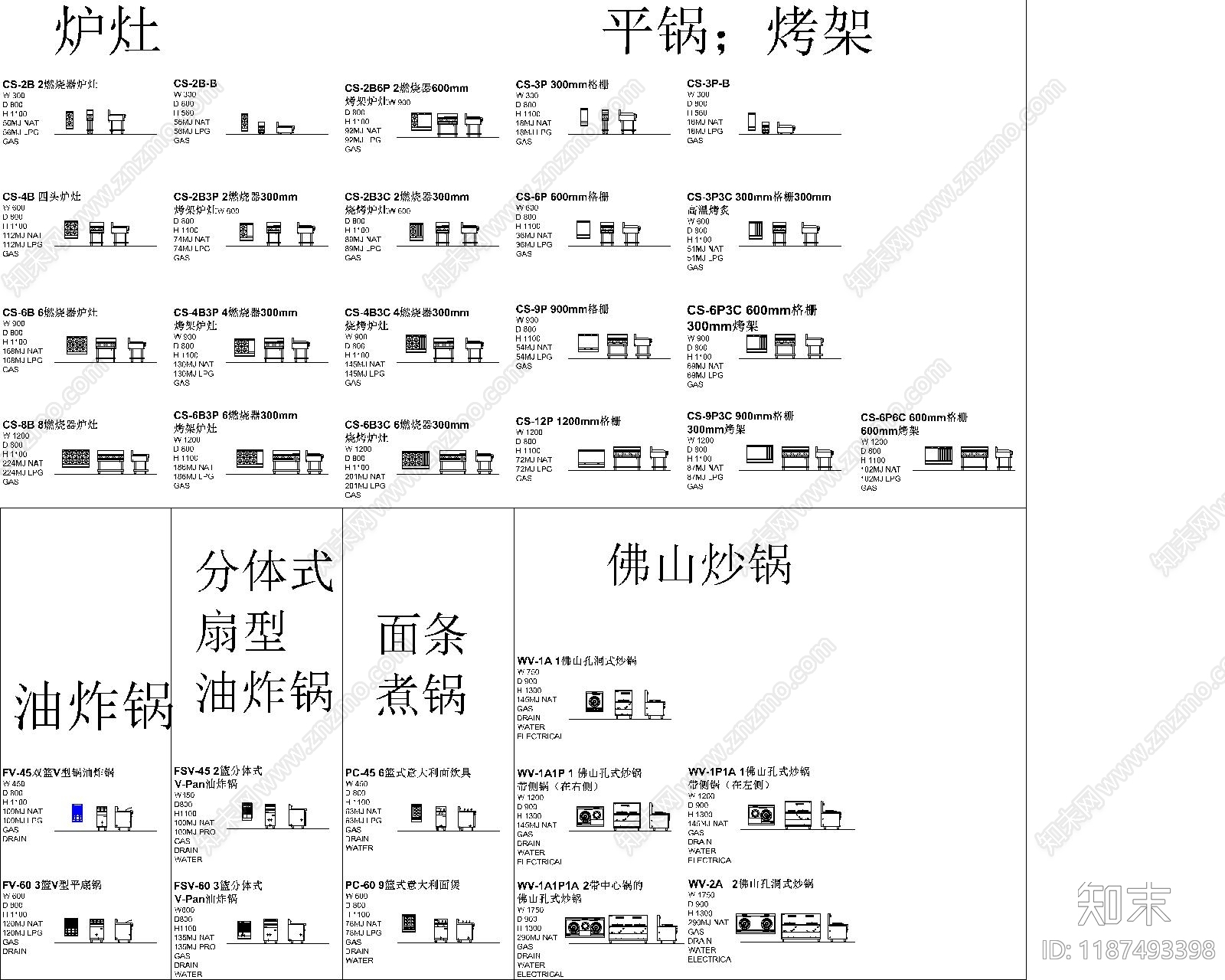 厨房设施cad施工图下载【ID:1187493398】