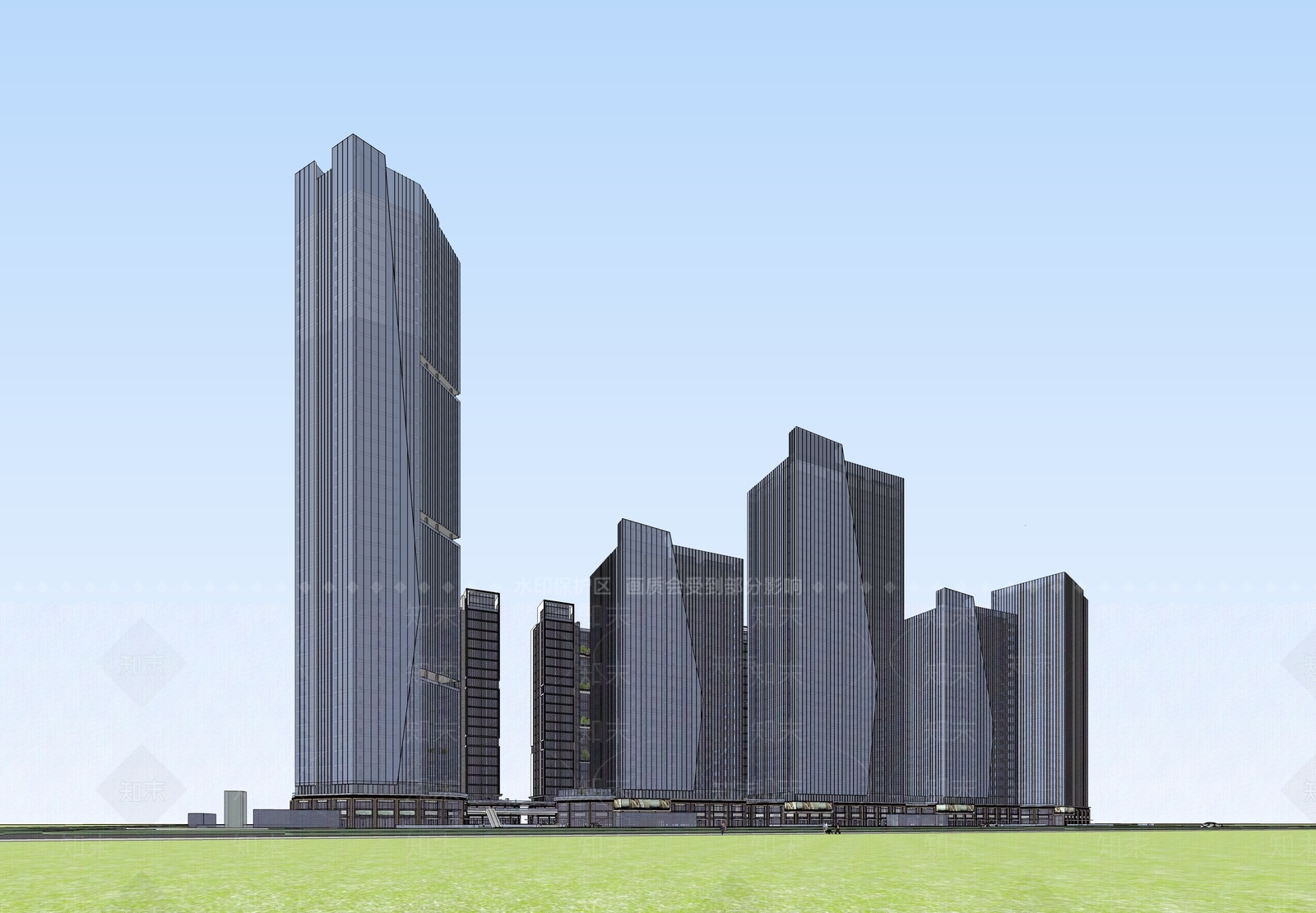 现代商场建筑SU模型下载【ID:1187496442】