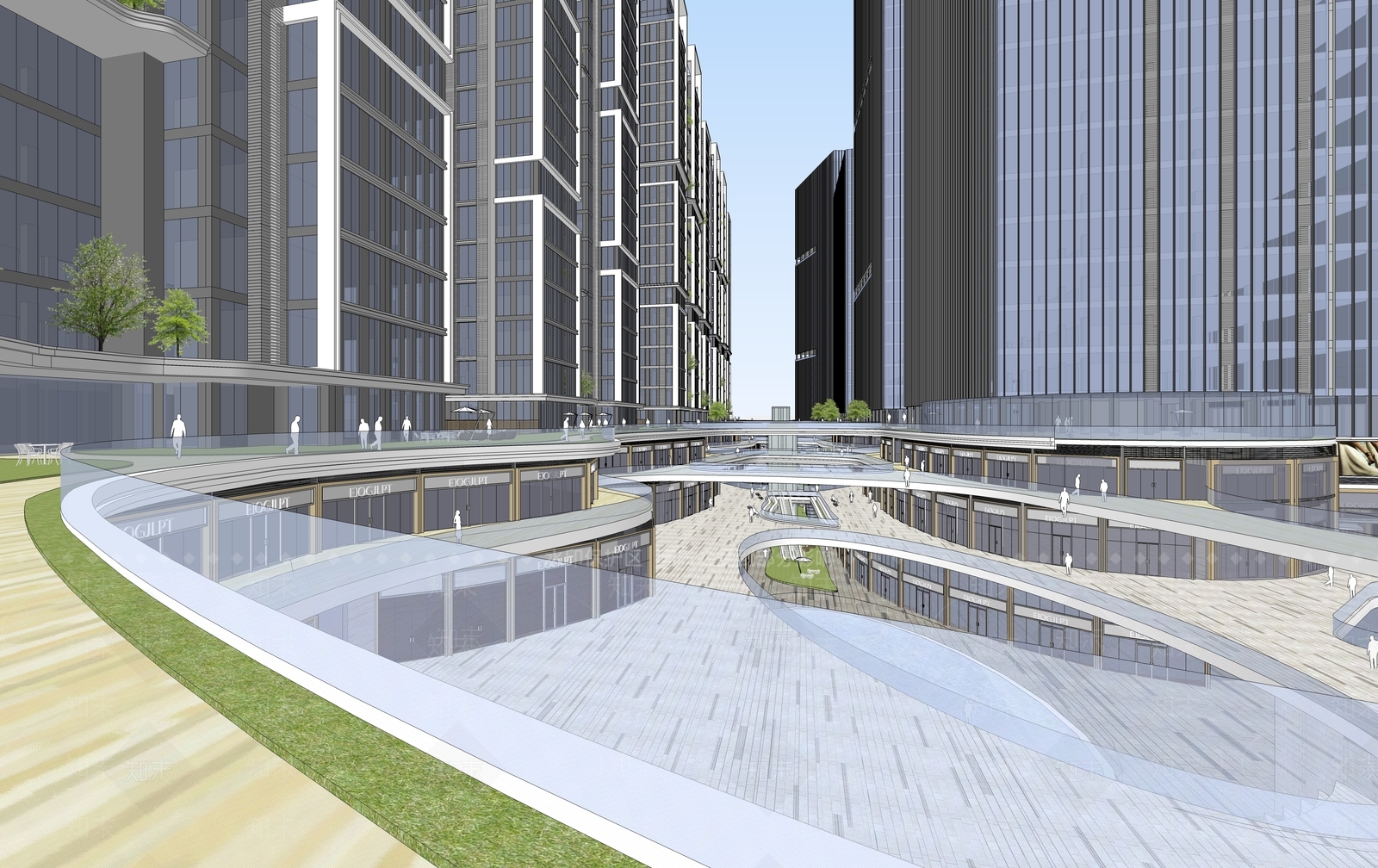 现代商场建筑SU模型下载【ID:1187496442】