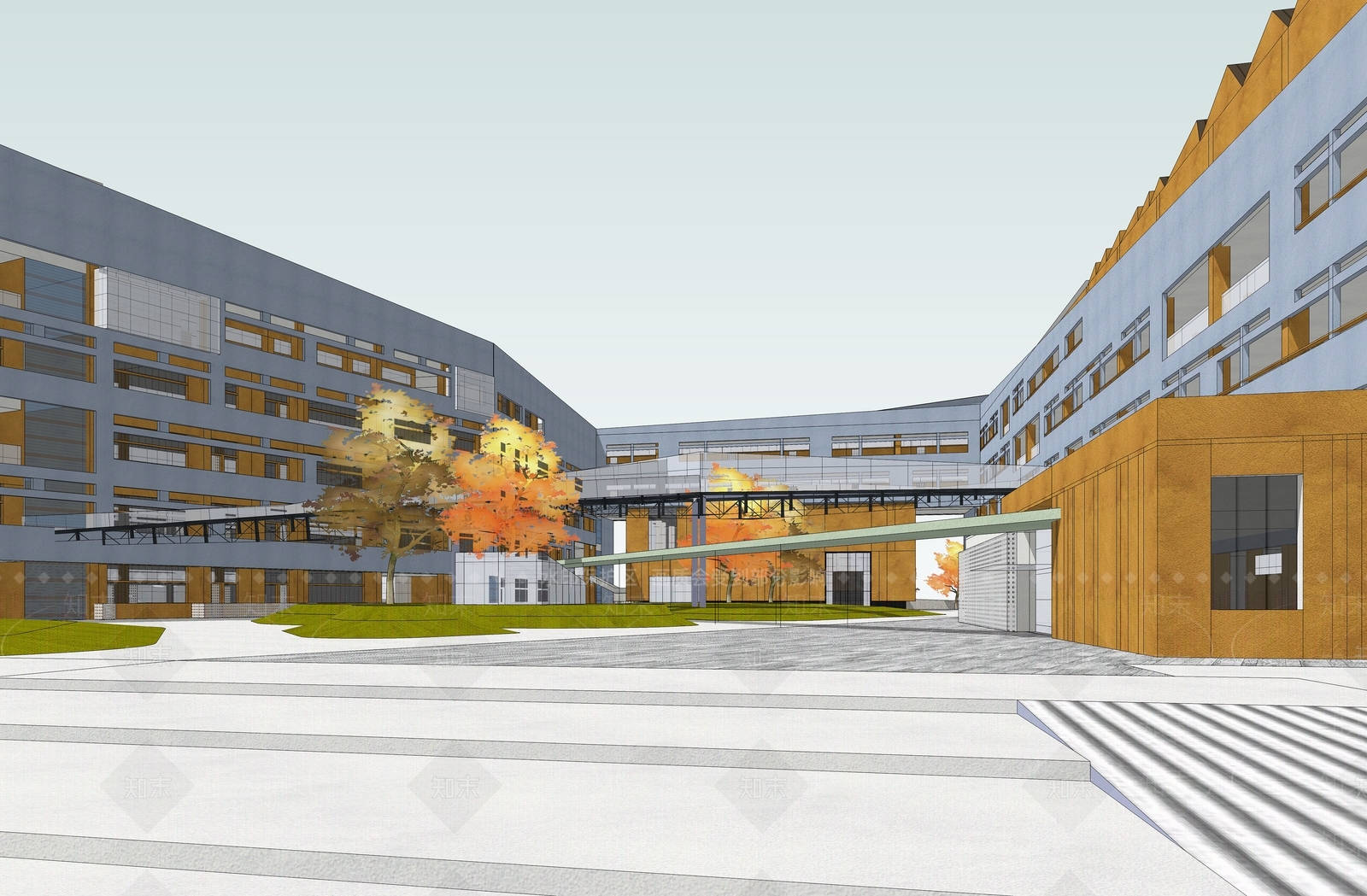 现代学校建筑SU模型下载【ID:1187499823】