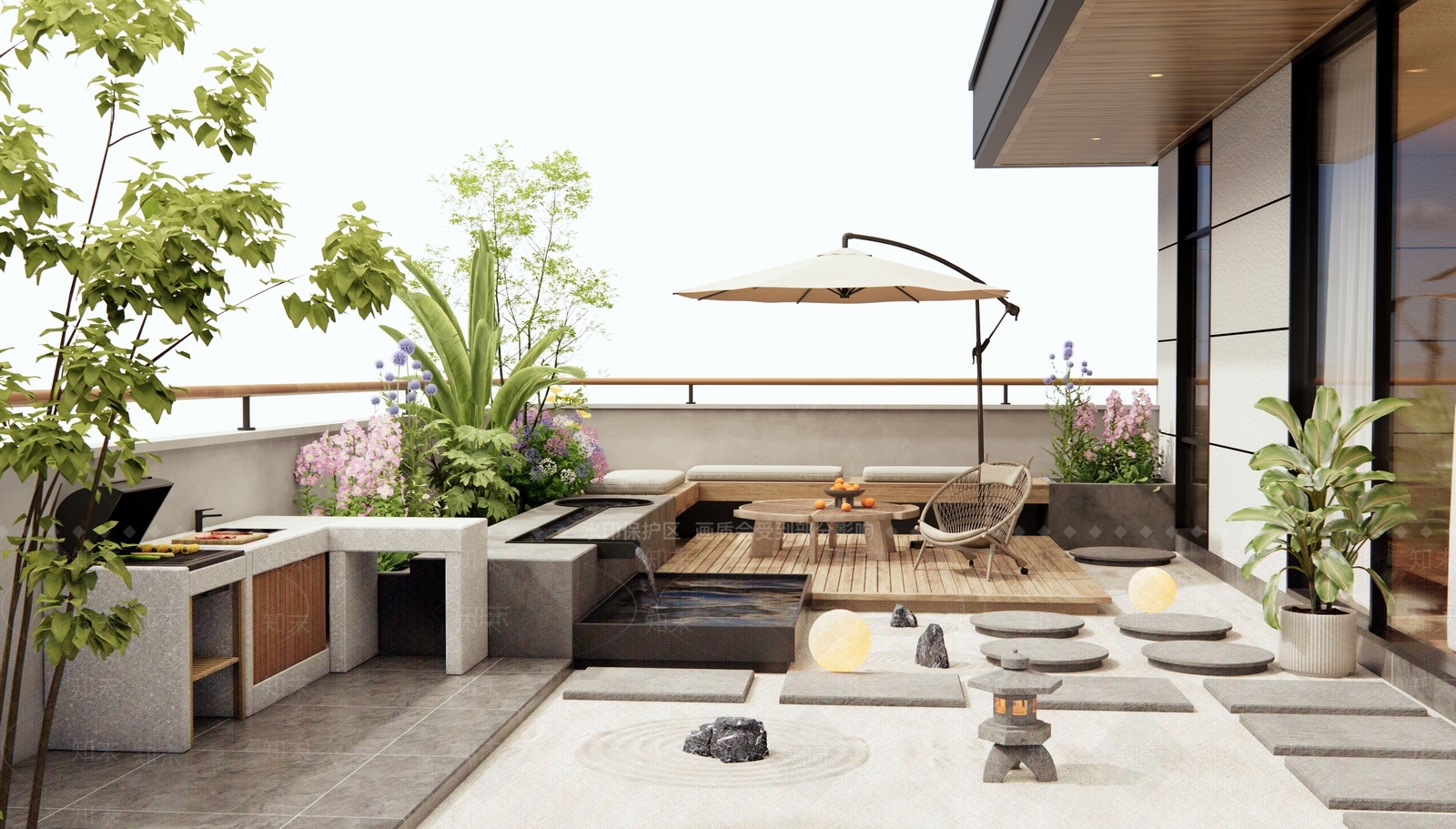 现代屋顶花园3D模型下载【ID:1187502329】