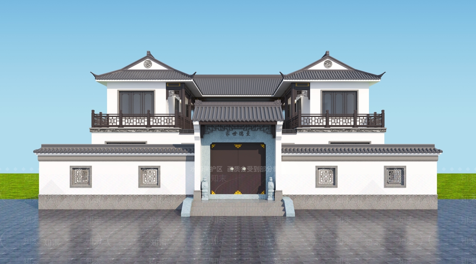 中式新中式四合院SU模型下载【ID:1187503658】