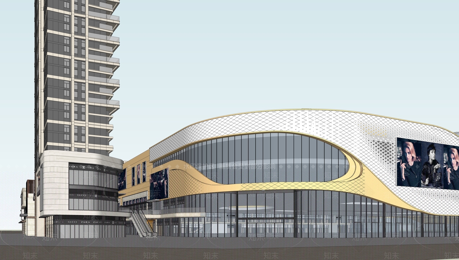 现代商场建筑SU模型下载【ID:1187504945】