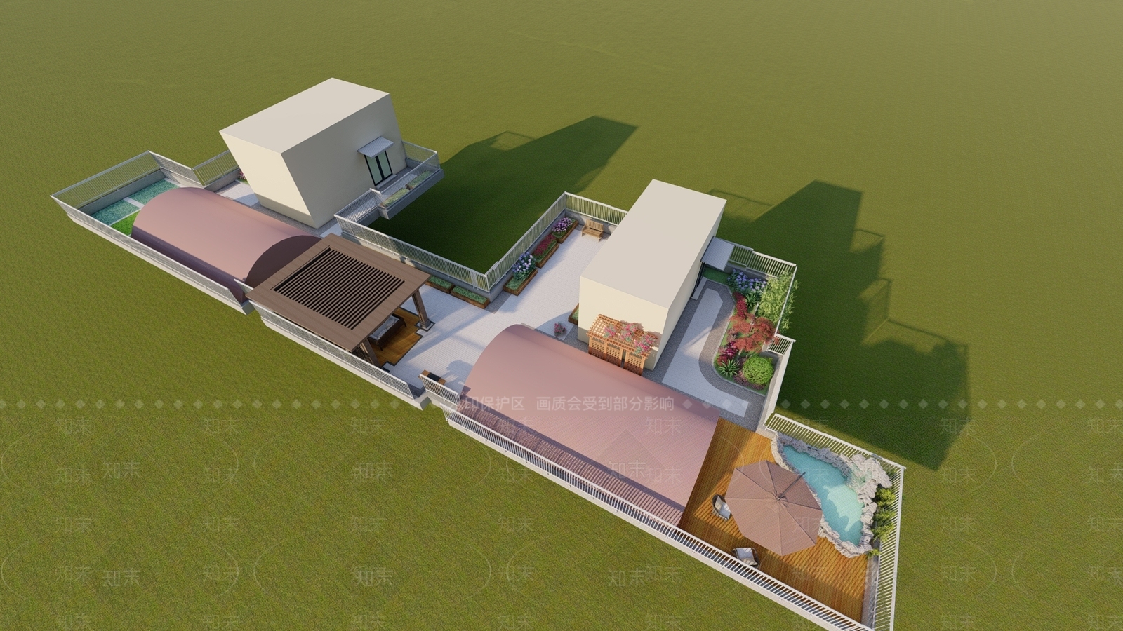 现代屋顶花园SU模型下载【ID:1187687426】