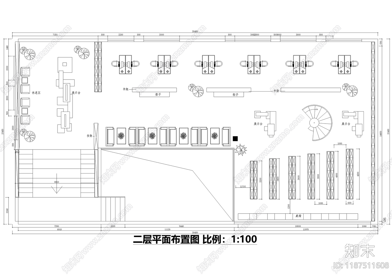 书店cad施工图下载【ID:1187511608】
