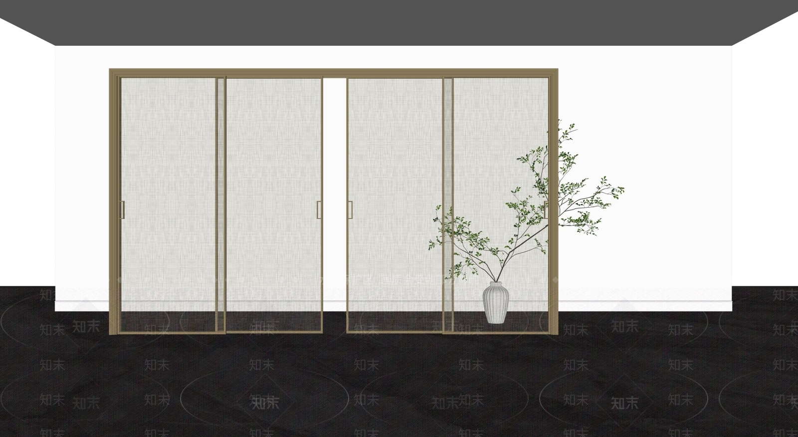 现代新中式双开门SU模型下载【ID:1187512057】