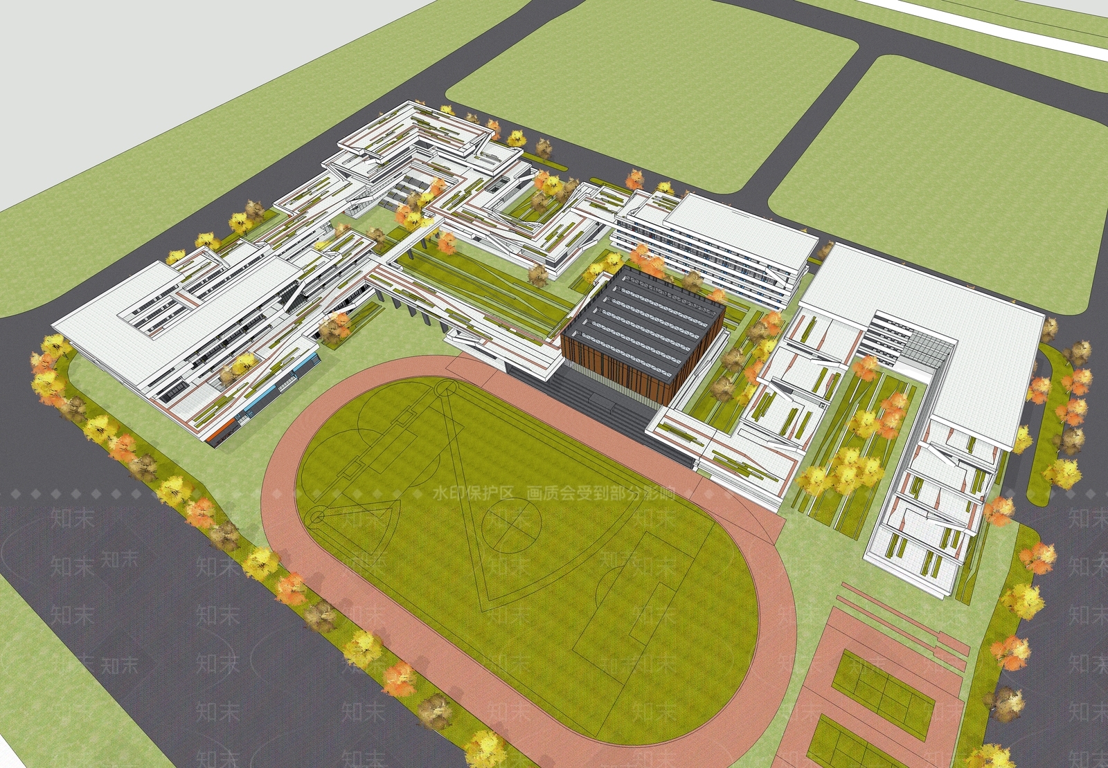 现代学校建筑SU模型下载【ID:1187512563】