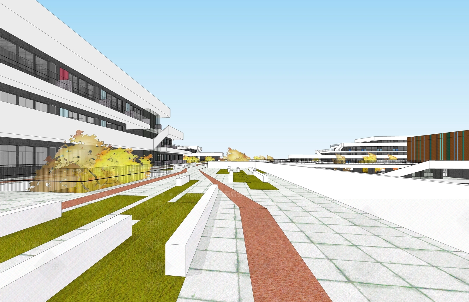 现代学校建筑SU模型下载【ID:1187512563】