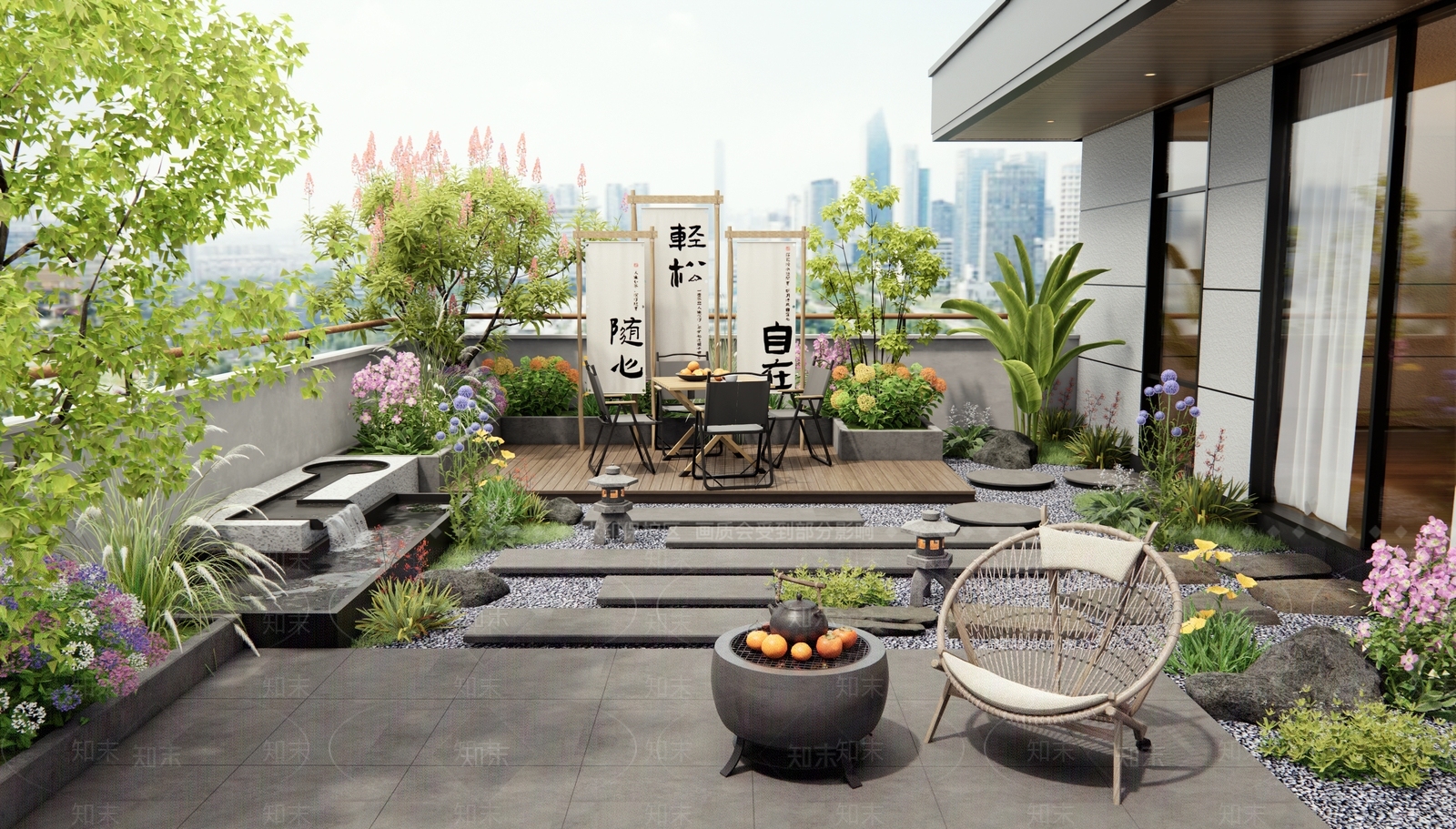 现代屋顶花园3D模型下载【ID:1187512507】