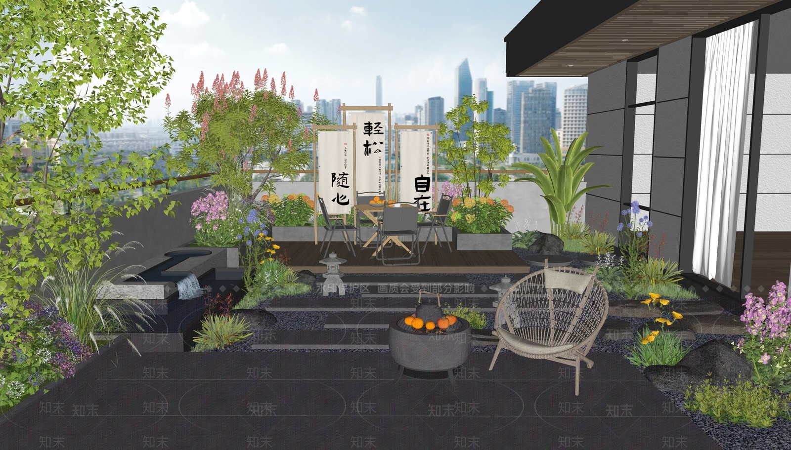 现代屋顶花园SU模型下载【ID:1187512600】