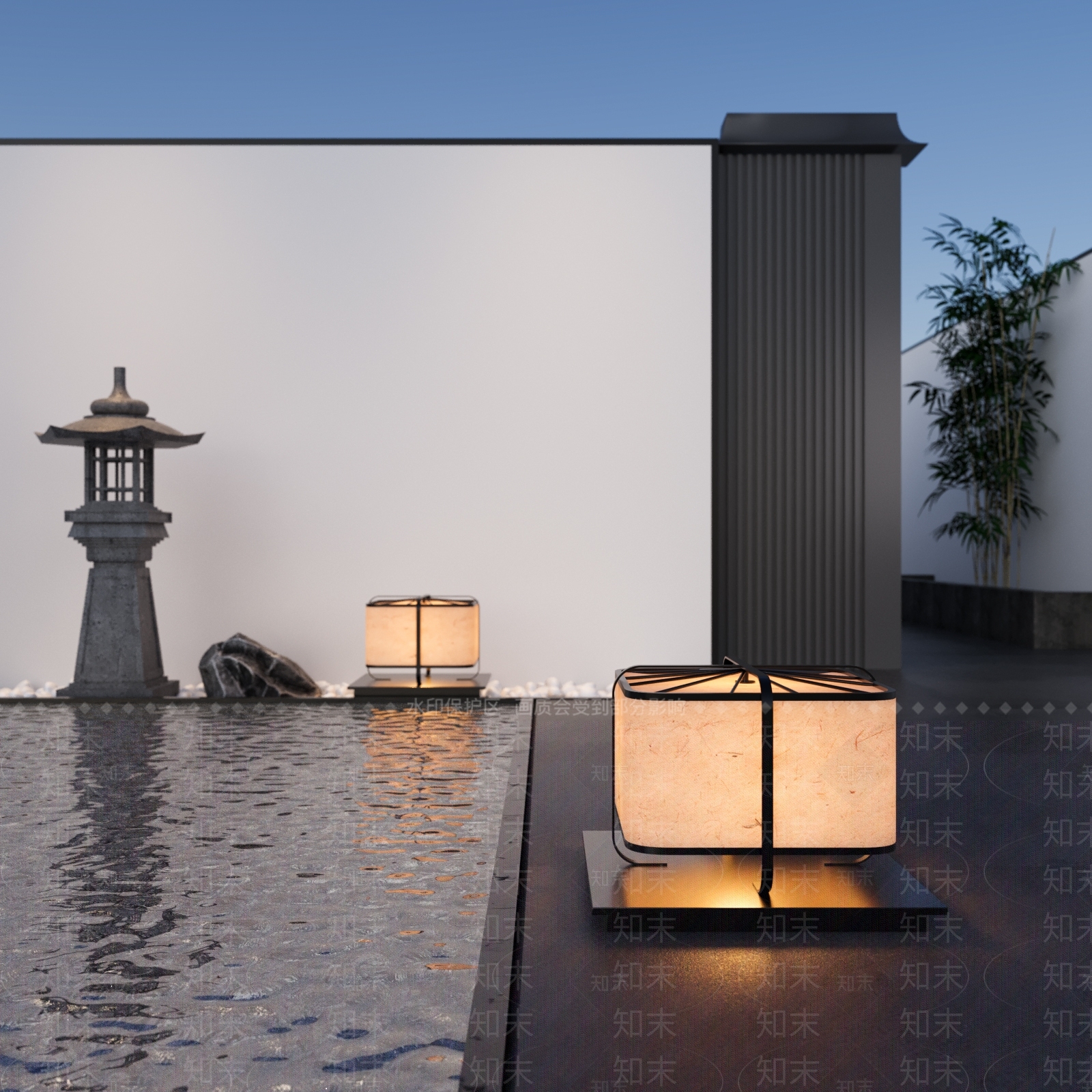 现代中式景观灯SU模型下载【ID:1187513579】