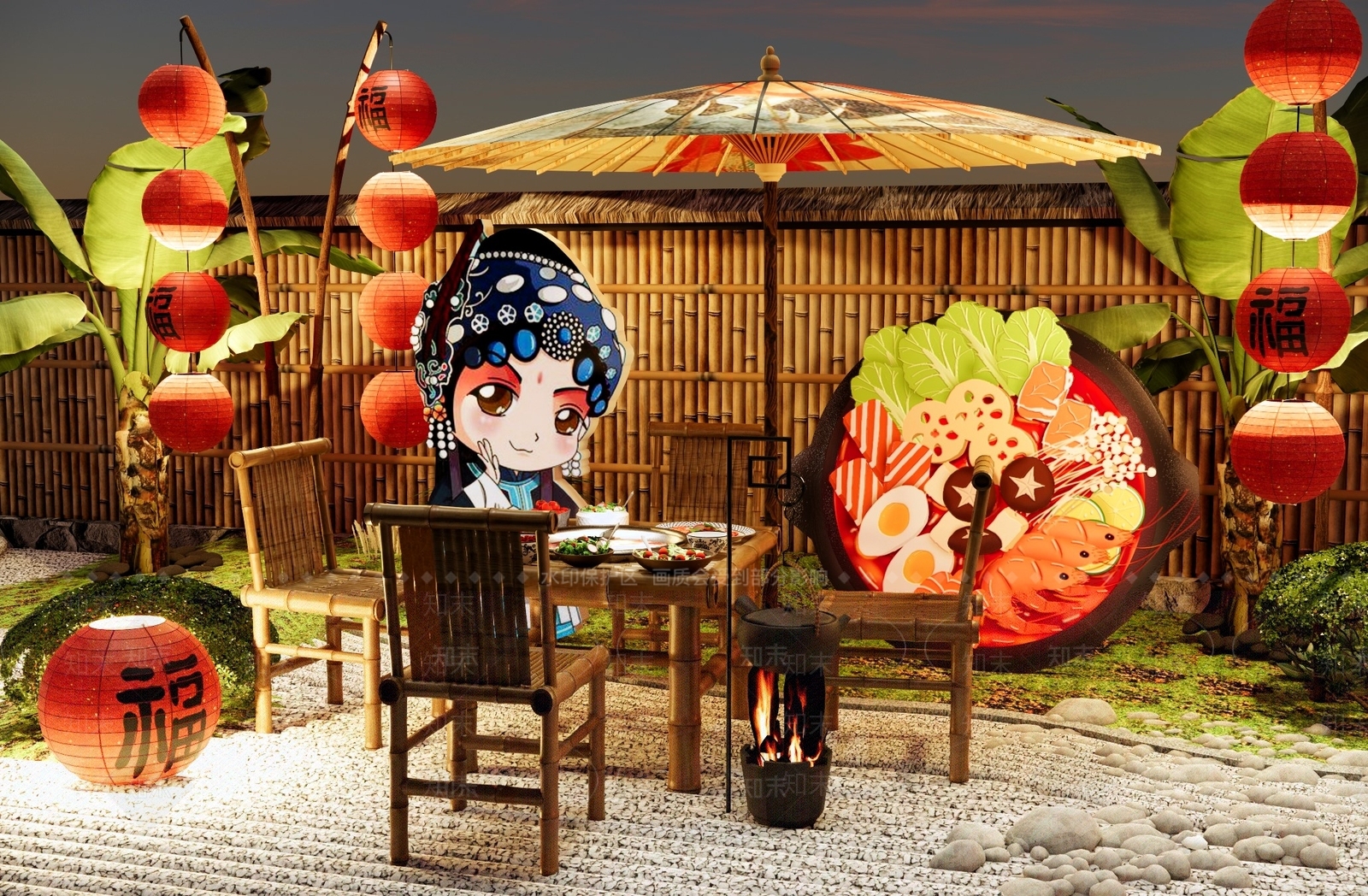 新中式乡村庭院SU模型下载【ID:1187513703】