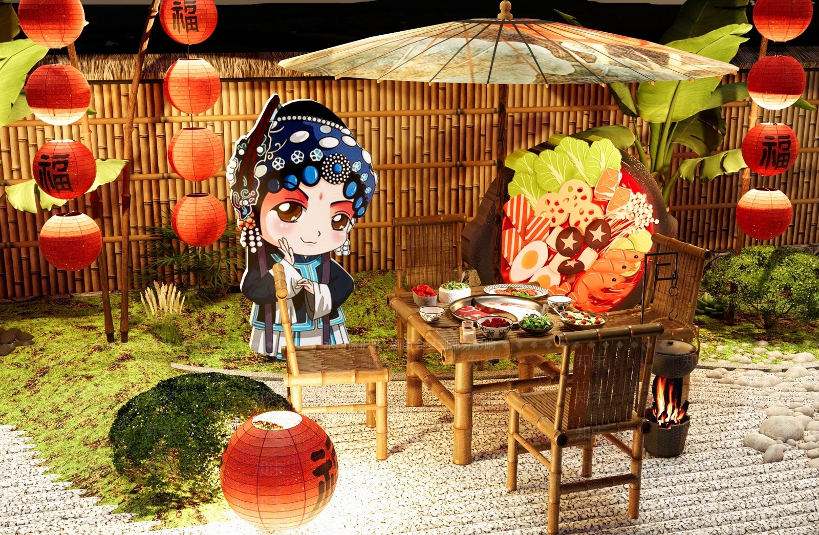 新中式乡村庭院SU模型下载【ID:1187513703】