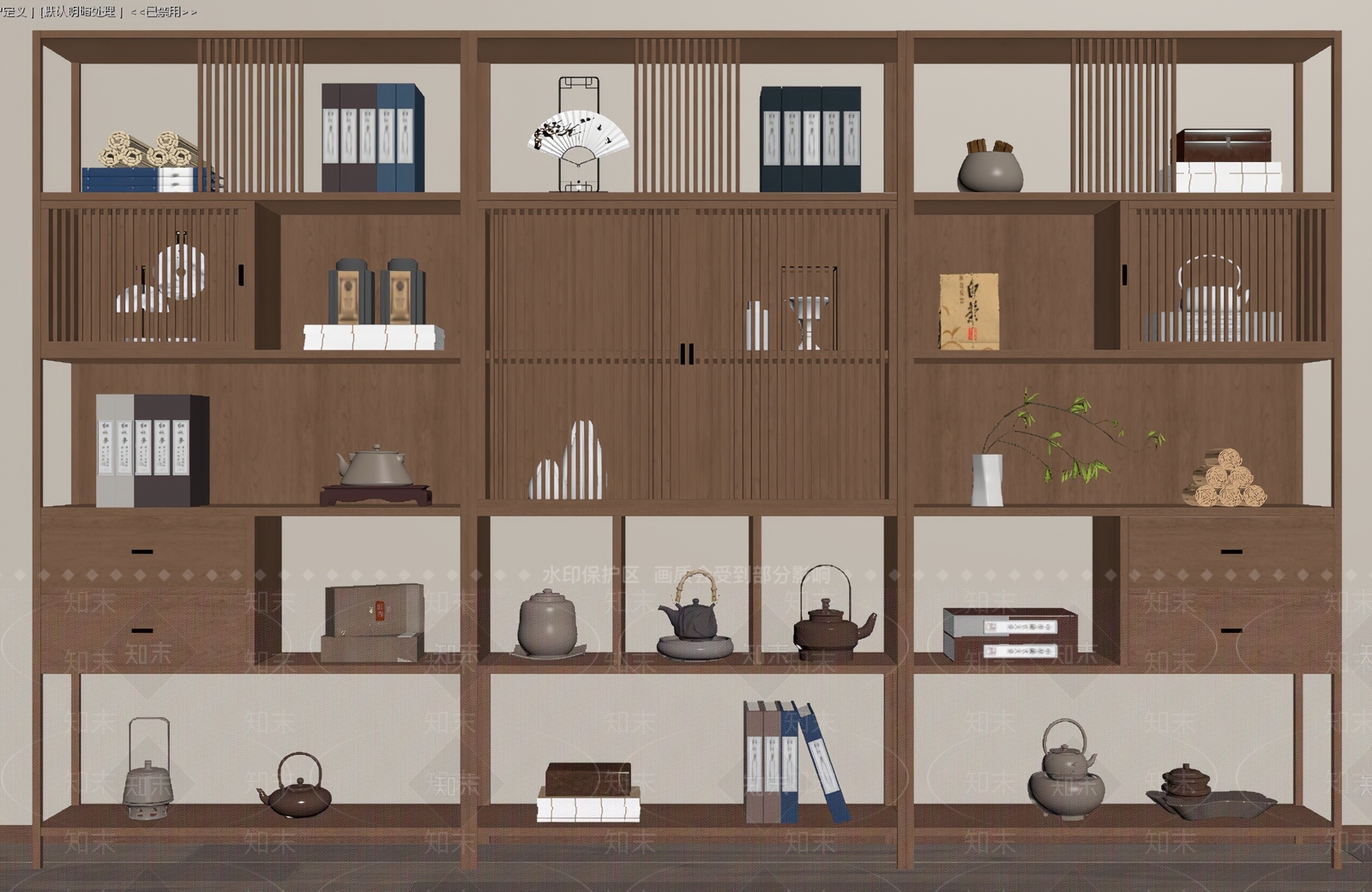 新中式博古架SU模型下载【ID:1187515656】
